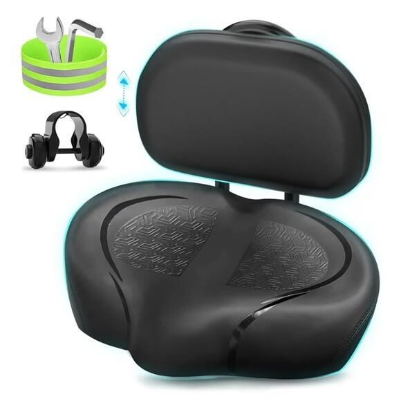 Noseless Bike Seat with Backrest for Men Women-Extra Padding Comfort Wide Bic... - Picture 1 of 7